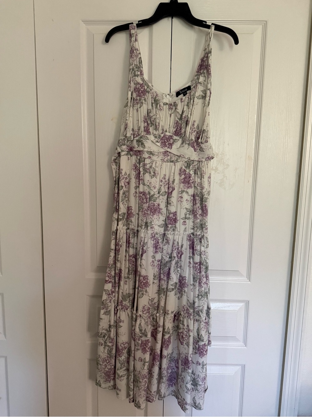 Trixxi White Maxi Dress with Lavender Floral Print